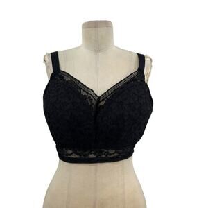 Knix Wireless Lace Bustier Bra Black Size XXXL+ 42D 42DD 42E 42DDD